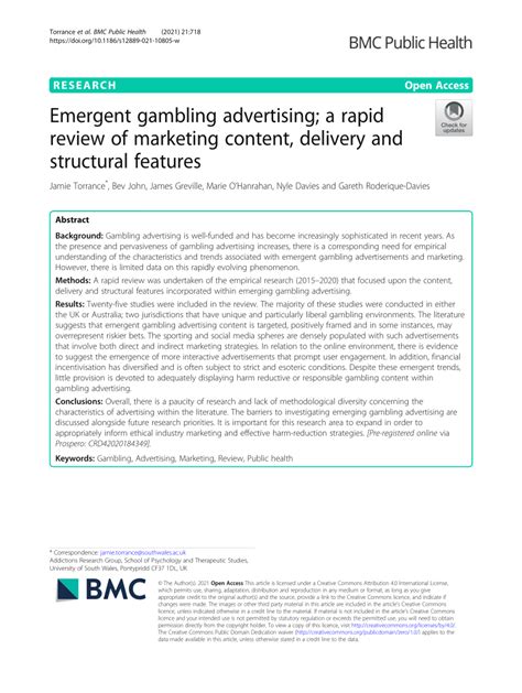 (PDF) Emergent gambling advertising; a rapid review of marketing .